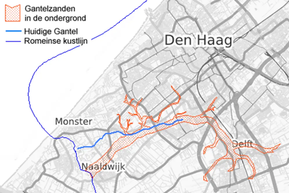 De Gantel en het zand door de Gantel afgezet