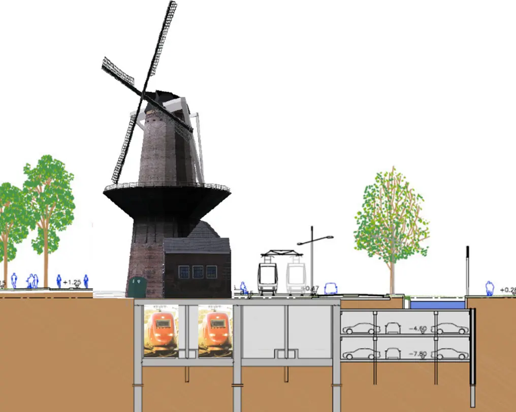 Molen de Roos op de Willem van Oranje spoortunnel